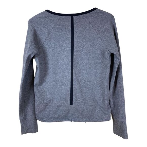 Athleta Gray Black Workout Athletic Top Long Sleeve Size XXS Draw String Comfy - Picture 2 of 6